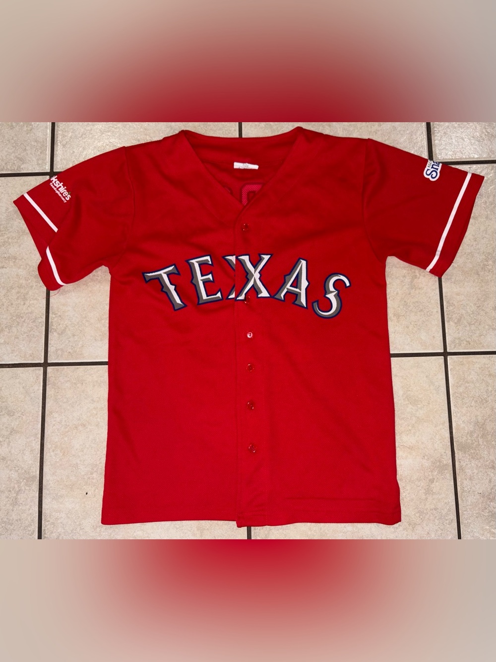 Vintage Texas Rangers youth large Red Baseball Jersey
